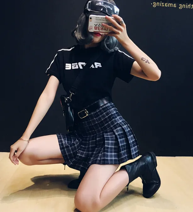 Ulzzang high waist pleated skirt  KF24106