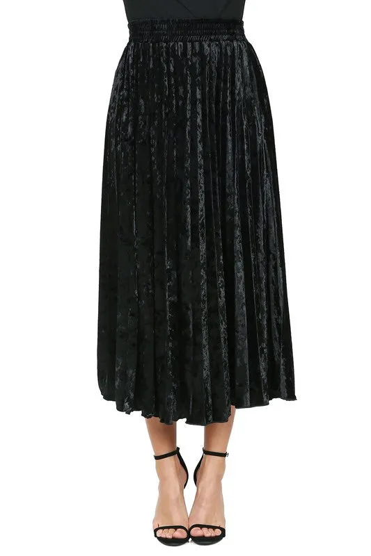 Velvet Pleated Skirt