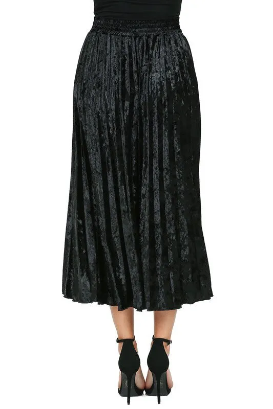 Velvet Pleated Skirt
