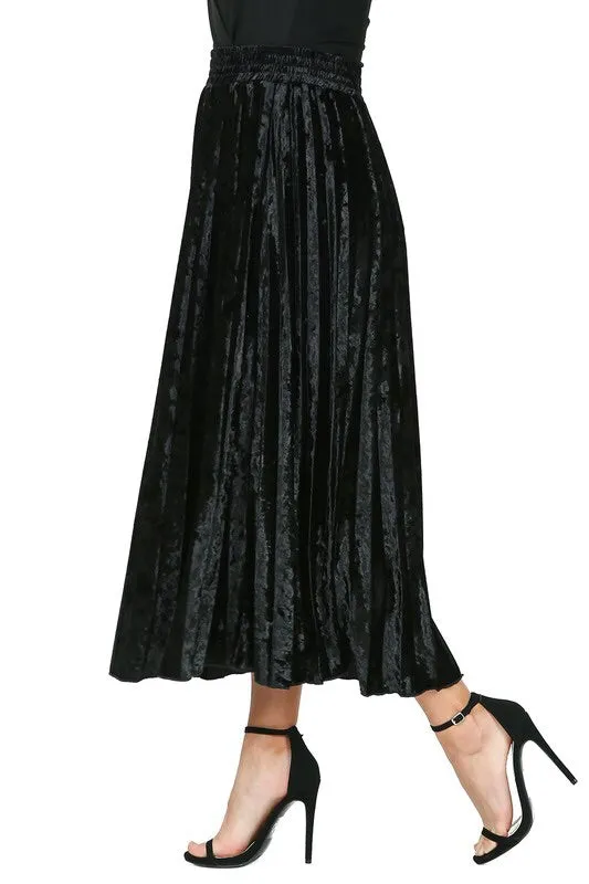 Velvet Pleated Skirt