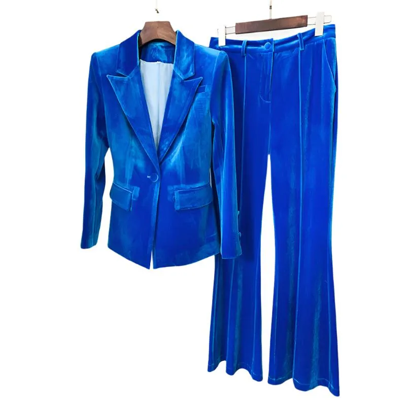 Velvet Single Breasted Suit Set