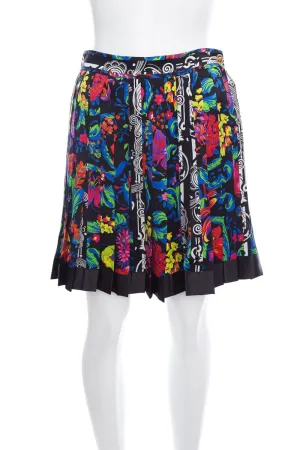 Versace Multicolor Floral Printed Pleated Mini Skirt SZ 40