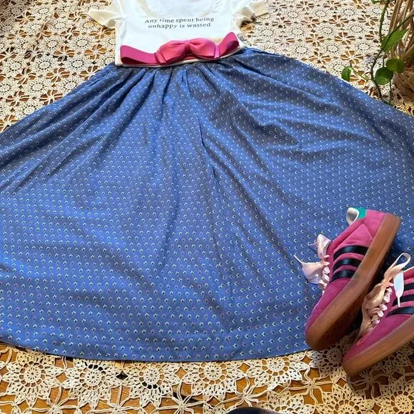 Vintage 80's Blue Ditzy Floral‎ Jaeger Skirt Sz UK 12 / US 8