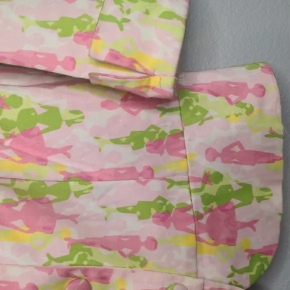Vintage 90s Just In Time Pink Green Dress Jacket Bright 1950s Fashion Print Sz M