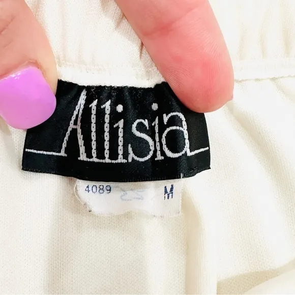 Vintage Allisia Drop Waist Cream Navy Bows Ribbons Printed Pleated Skirt