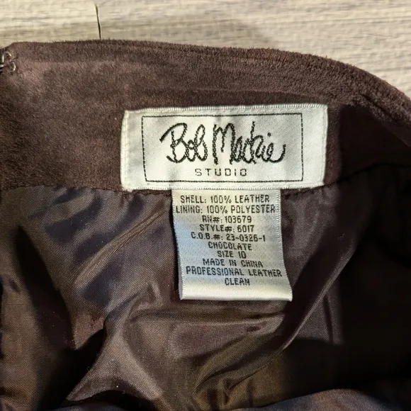 Vintage Bob Mackie Fall Brown Suede Embroidered A-Line Skirt | Size 10