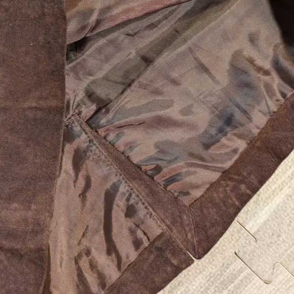 Vintage Bob Mackie Fall Brown Suede Embroidered A-Line Skirt | Size 10
