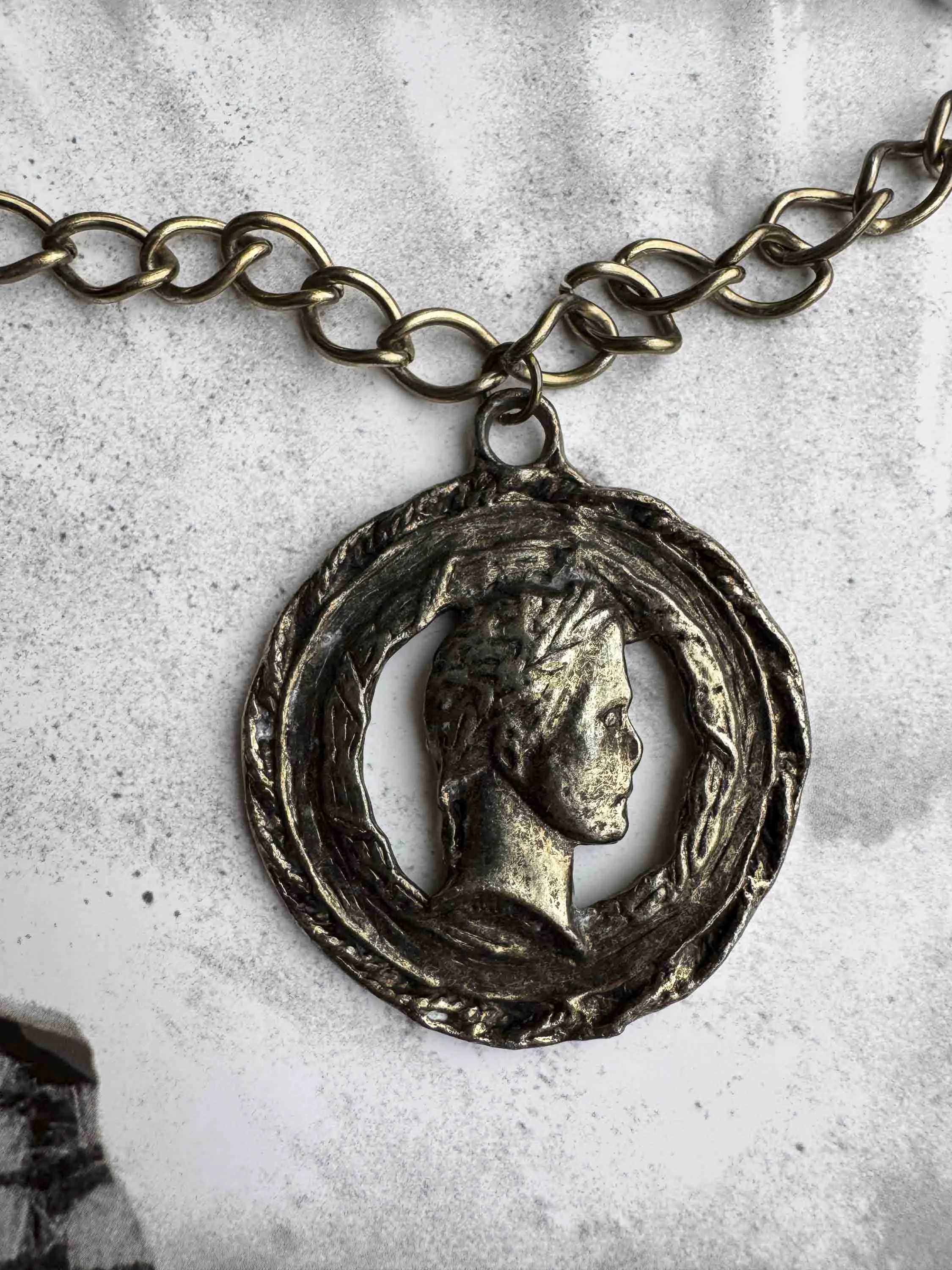 Vintage Bronze Coin Pendant Necklace – Aged Elegance