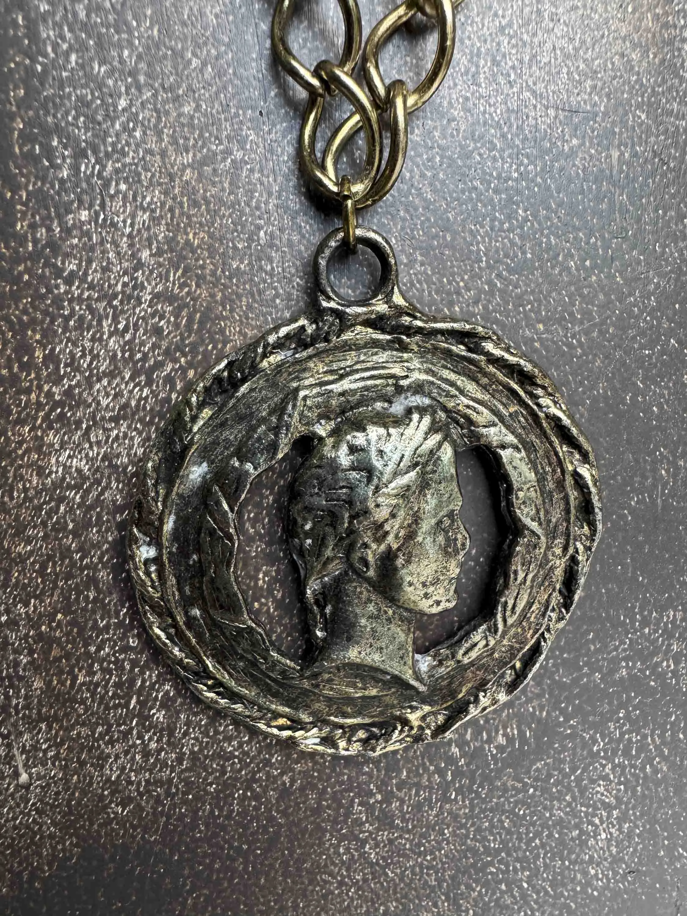 Vintage Bronze Coin Pendant Necklace – Aged Elegance