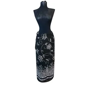 Vintage Herman Geist Elegant Black and White A-Line Skirt with Floral Print