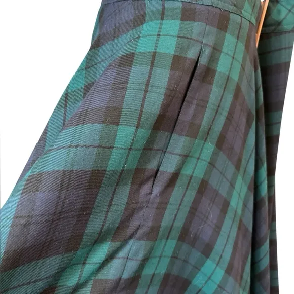 Vintage LizSport Plaid Midi A-Line Skirt