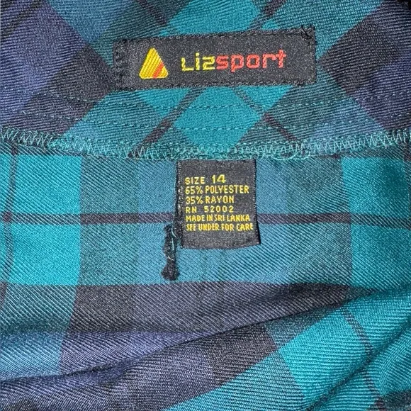 Vintage LizSport Plaid Midi A-Line Skirt