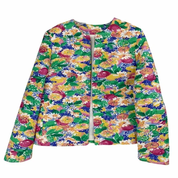 Vintage Margaret Smith Bright and Bold Floral Blazer, Made in the USA