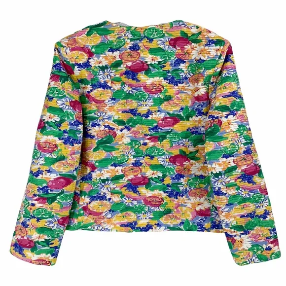 Vintage Margaret Smith Bright and Bold Floral Blazer, Made in the USA