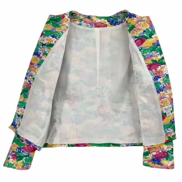 Vintage Margaret Smith Bright and Bold Floral Blazer, Made in the USA