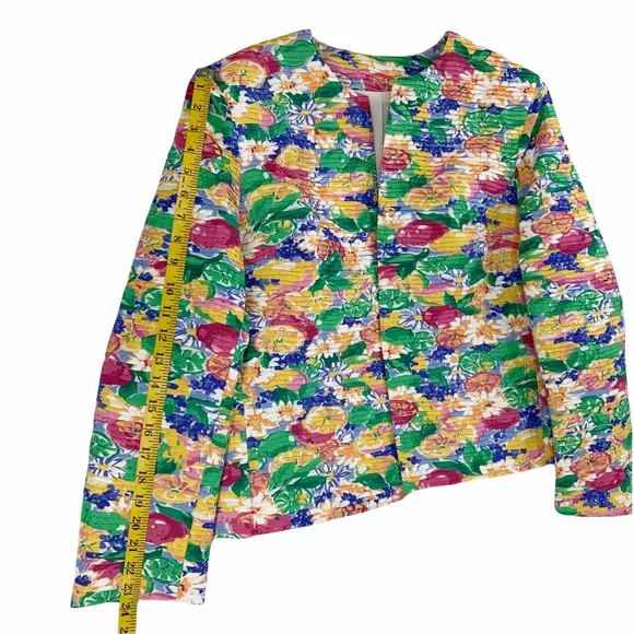 Vintage Margaret Smith Bright and Bold Floral Blazer, Made in the USA