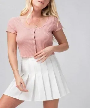 Vintage Pleated Tennis Skirt Ivory White