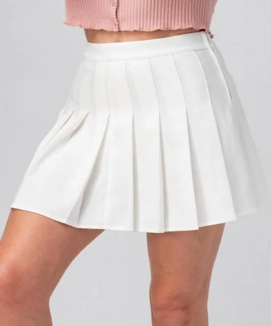 Vintage Pleated Tennis Skirt Ivory White