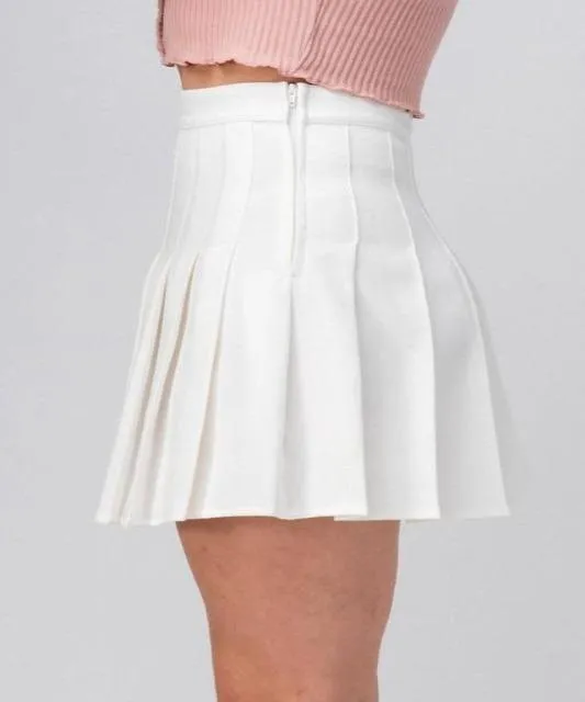 Vintage Pleated Tennis Skirt Ivory White