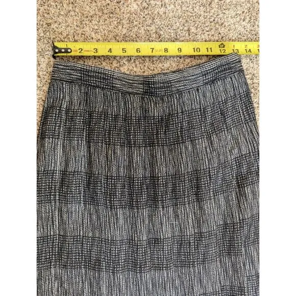 Vintage Schrader Separates 100% Wool Plaid Skirt Gray Black Midi Pleated Size 6