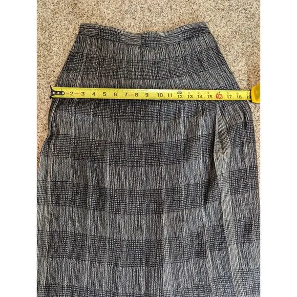 Vintage Schrader Separates 100% Wool Plaid Skirt Gray Black Midi Pleated Size 6