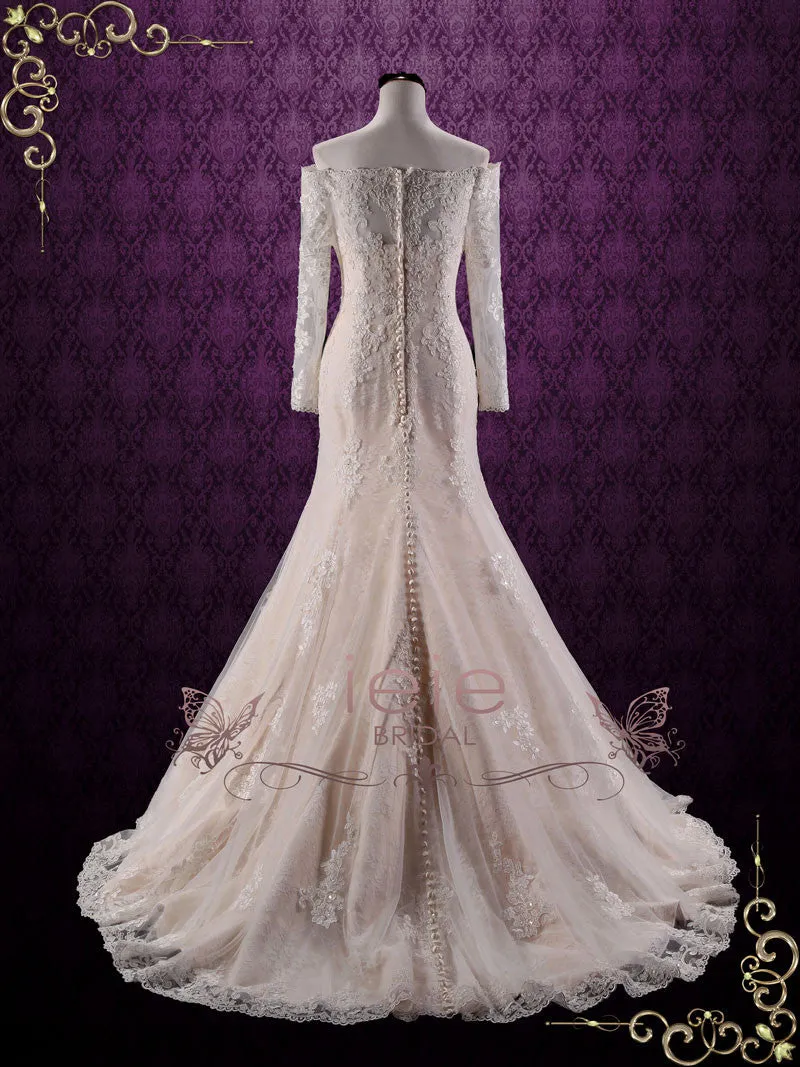Vintage Style Fit and Flare Lace Wedding Dress | Trista