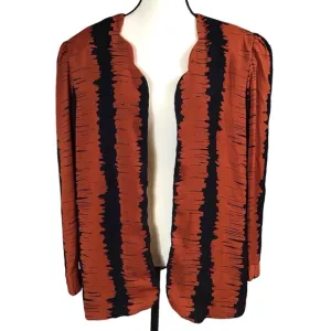 Vintage Womens Open Cut Lightweight Blazer Size 16 Scalloped Collarless Artsy
