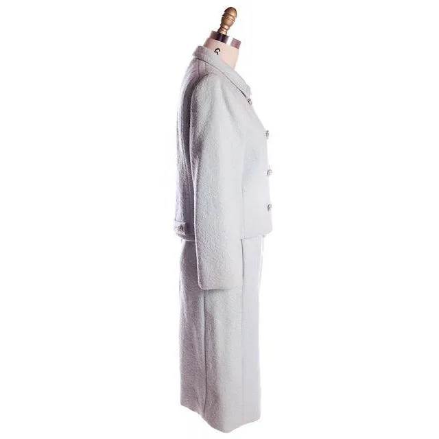 VTG Ben Zuckerman 1960s Suit Textured Wool Pale Aqua Blue