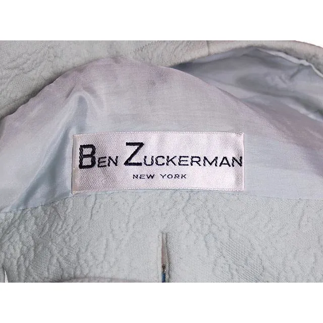 VTG Ben Zuckerman 1960s Suit Textured Wool Pale Aqua Blue