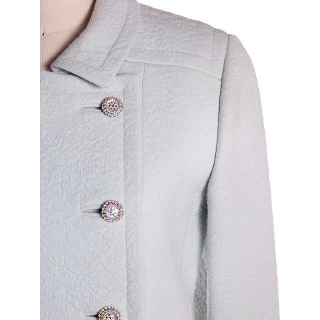 VTG Ben Zuckerman 1960s Suit Textured Wool Pale Aqua Blue