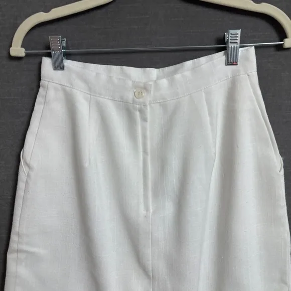 Vtg Skirt 8 White A Line Midi Preppy Nautical Coastal Casual Career 70s 80s USA