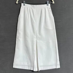 Vtg Skirt 8 White A Line Midi Preppy Nautical Coastal Casual Career 70s 80s USA