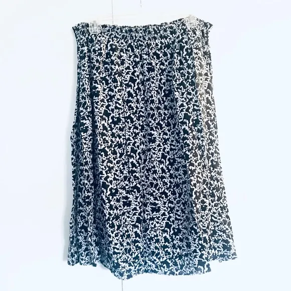 VTG•Pretty Bluish-Grey Speckled Printed Midi Skirt