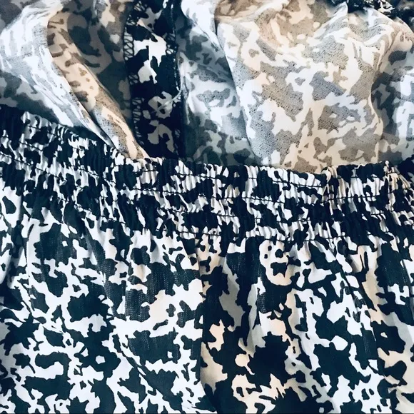 VTG•Pretty Bluish-Grey Speckled Printed Midi Skirt