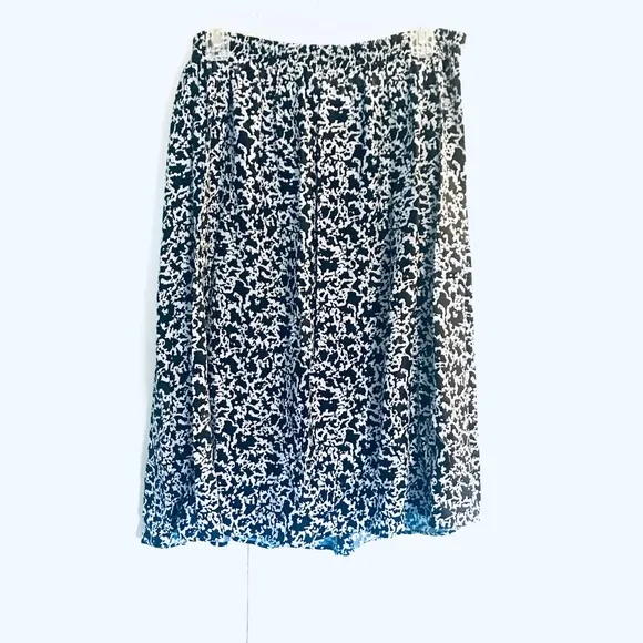 VTG•Pretty Bluish-Grey Speckled Printed Midi Skirt