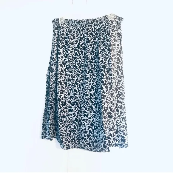 VTG•Pretty Bluish-Grey Speckled Printed Midi Skirt