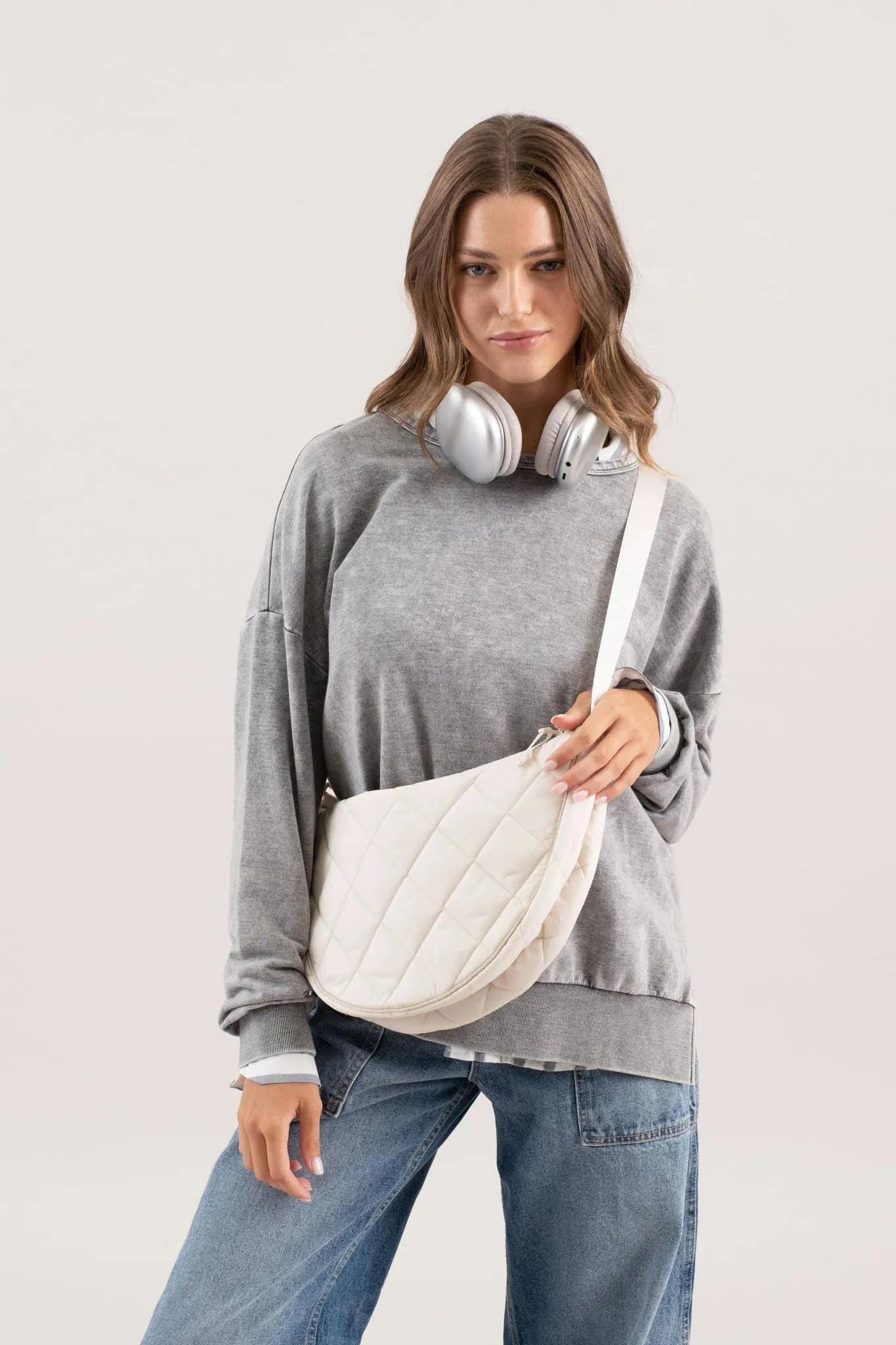 WASHED CREWNECK LONG SLEEVE KNIT TOP