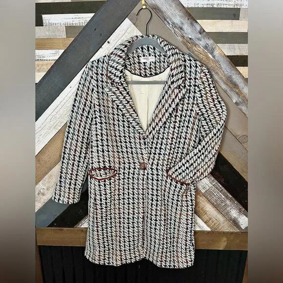 Waverly Grey Cream and Brown Blazer with Classic Tailored Design