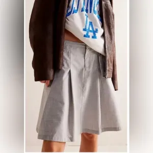 We The Free Suiting Pleated Mini Skirt in Light Gray