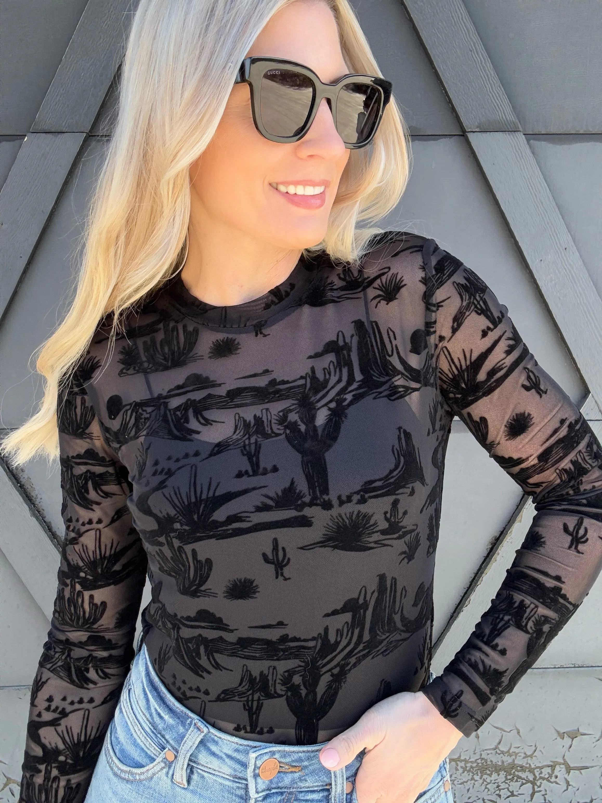 Western Mesh Top In Black