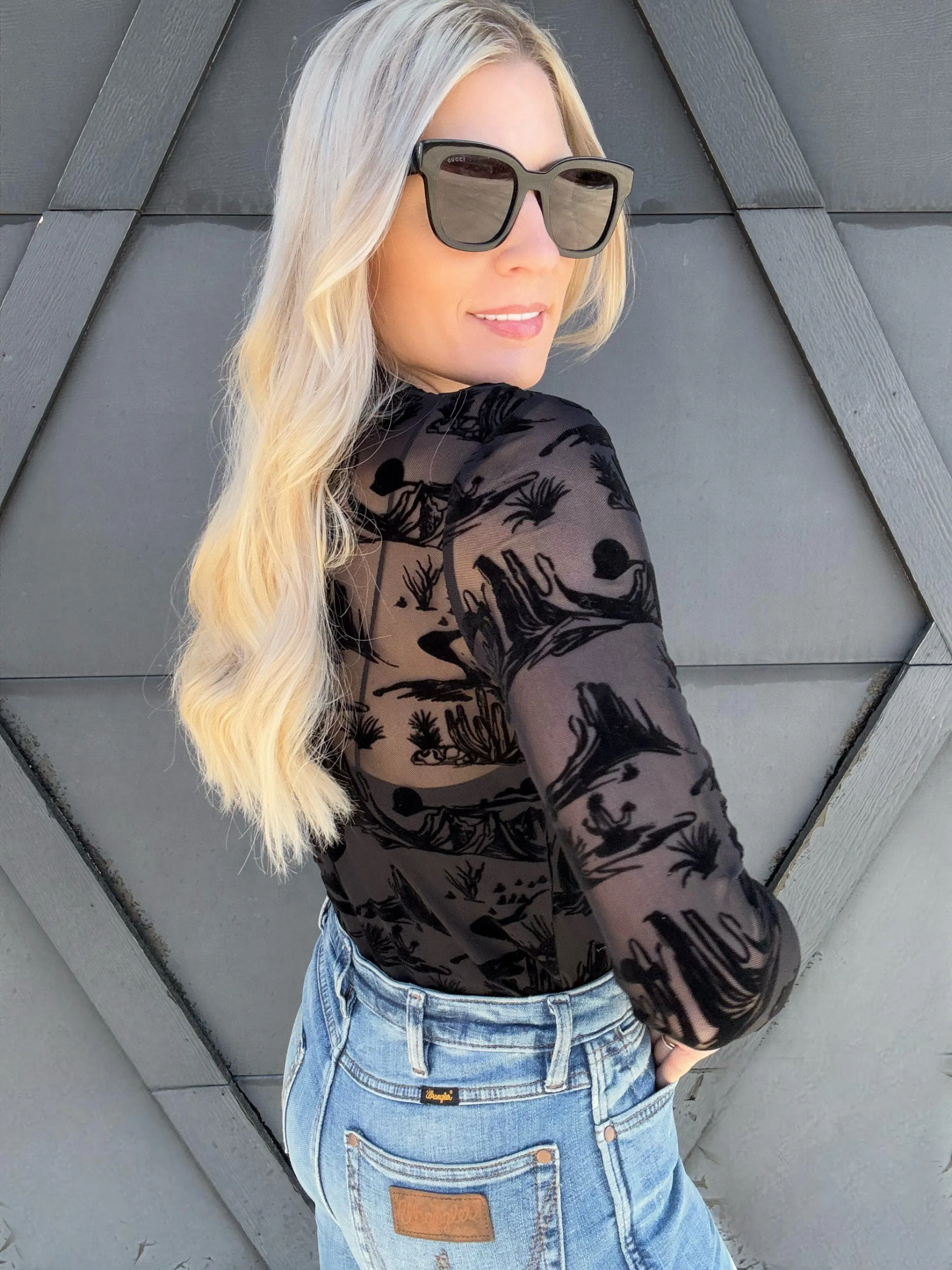 Western Mesh Top In Black
