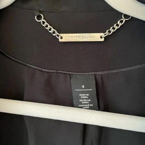 WHBM Long Black Drapey Belted Jacket Blazer Size 4