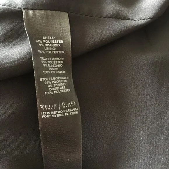WHBM Long Black Drapey Belted Jacket Blazer Size 4