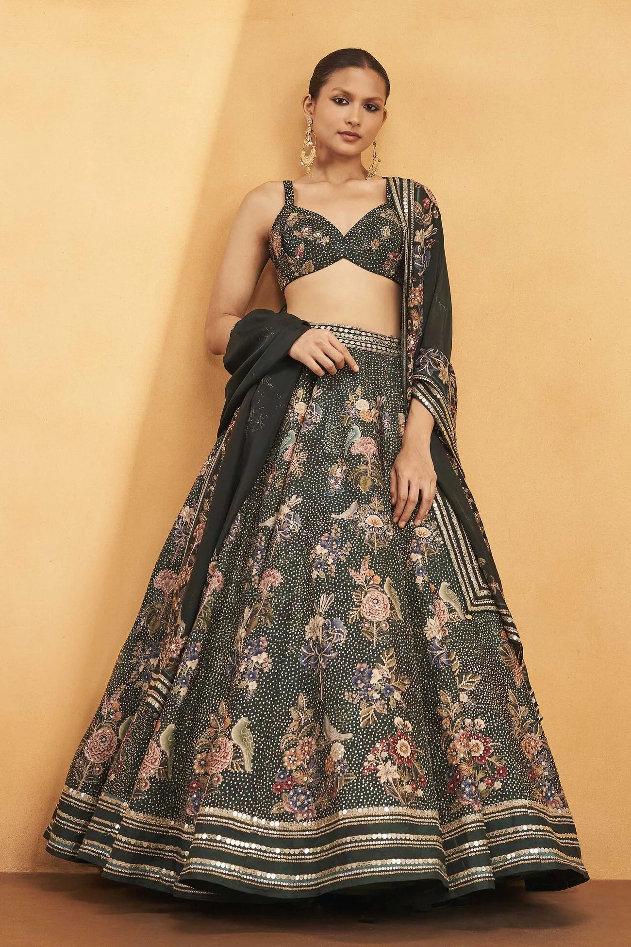 WHISPER OF THE WILDFOREST LEHENGA SET - GREEN