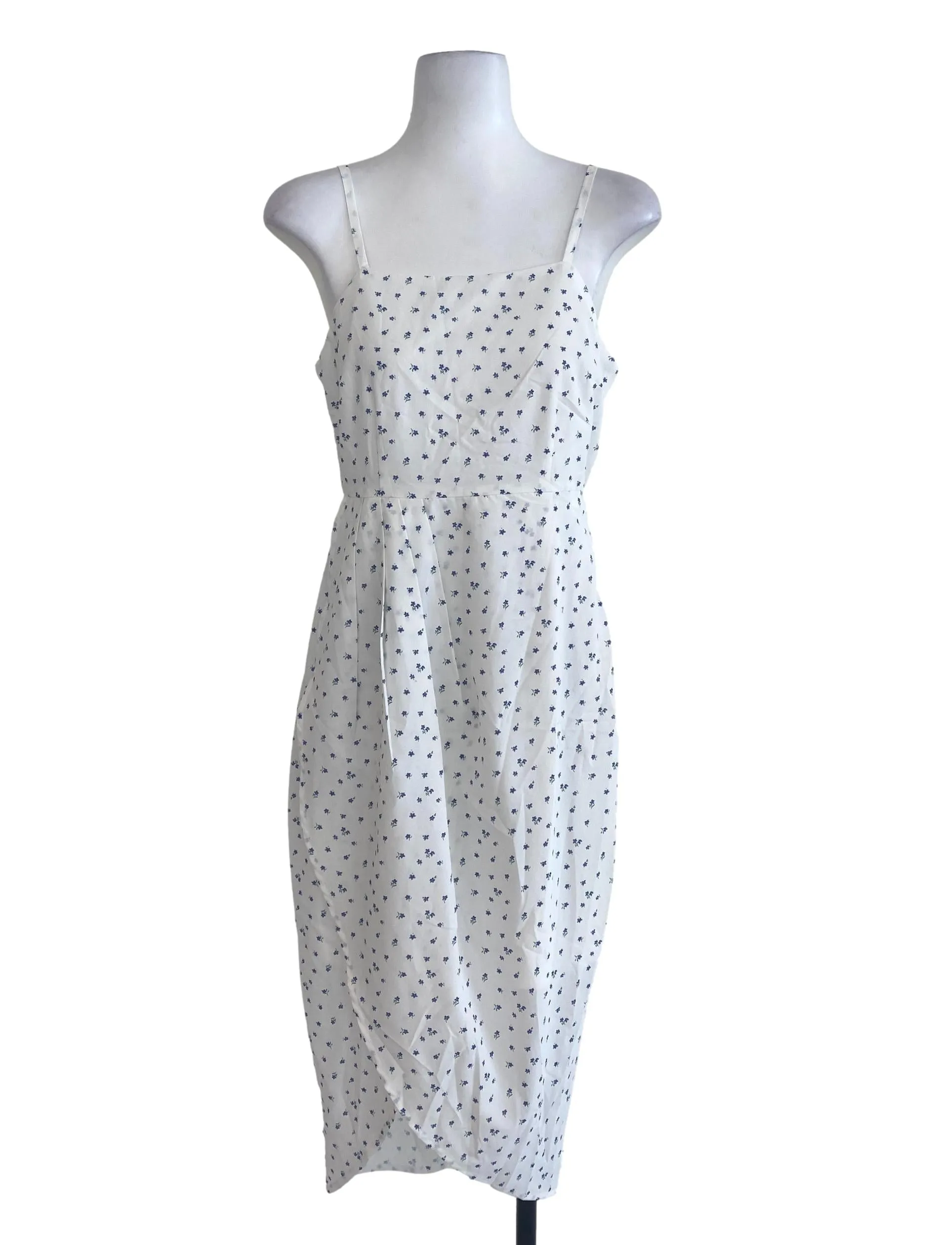 White Floral Wrap Dress