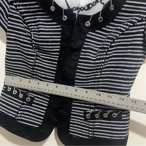 White House Black Market Women's 00 Tweed with Chain Short Sleeve Blazer Sexy!