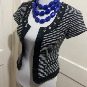White House Black Market Women's 00 Tweed with Chain Short Sleeve Blazer Sexy!