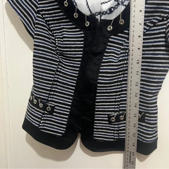 White House Black Market Women's 00 Tweed with Chain Short Sleeve Blazer Sexy!