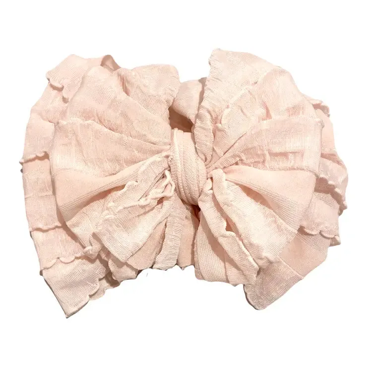 Wide Headband Bow - Peach
