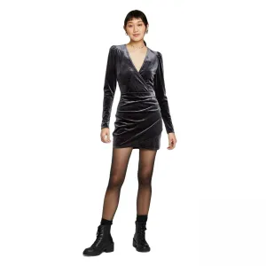 Wild Fable Women's Long Sleeve V-Neck Wrap Velvet Mini Dress